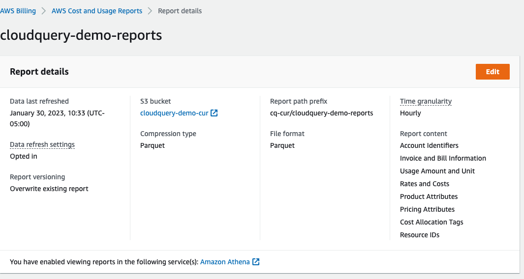 Cost and Usage Reports in the Billing Console